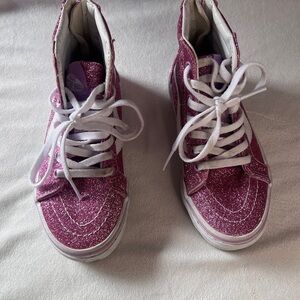 Vans Sk8hi Back Zip Pink Glitter Sneakers Girls Size 12.0